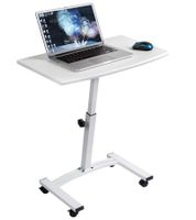 Tatkraft Einstein Laptop Table, Height-Adjustable Work Table, Foldable Laptop Stand, 360-Degree Rotating Wheels, Bedside Table, 40x60cm, 10345 White