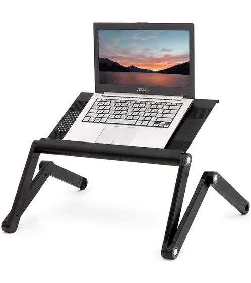 WonderWorker Einstein Laptop-Tisch höhenverstellbarer Tablet-Tisch klappbarer Laptop-Ständer mit 2 USB-Lüfter Bett-Tisch mit Mausablage 45x28,5 cm (7-17") 80418 Schwarz