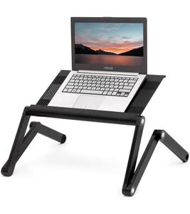 WonderWorker Einstein Laptop-Tisch höhenverstellbarer Tablet-Tisch klappbarer Laptop-Ständer mit 2 USB-Lüfter Bett-Tisch mit Mausablage 45x28,5 cm (7-17") 80418 Schwarz
