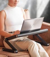 WonderWorker Nobel Laptop Desk, Height-Adjustable Tablet Desk, Foldable Laptop Stand, Bedside Table, 45 x 28.5 cm (7-17"), 80418 Black