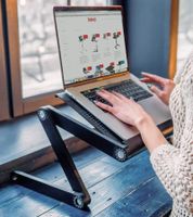 WonderWorker Nobel Laptop Desk, Height-Adjustable Tablet Desk, Foldable Laptop Stand, Bedside Table, 45 x 28.5 cm (7-17"), 80418 Black