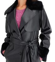 Manteau en similicuir pour femme avec col en polaire effet peluche, veste en imitation peau de mouton, manteau d'automne 914589 marron ou 957801 noir Manteau en similicuir pour femme avec col en polaire effet peluche, veste en imitation peau de mouton, manteau d'automne 914589 marron ou 957801 noir