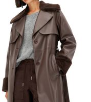 Manteau en similicuir pour femme avec col en polaire effet peluche, veste en imitation peau de mouton, manteau d'automne 914589 marron ou 957801 noir Manteau en similicuir pour femme avec col en polaire effet peluche, veste en imitation peau de mouton, manteau d'automne 914589 marron ou 957801 noir