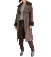 Manteau en similicuir pour femme avec col en polaire effet peluche, veste en imitation peau de mouton, manteau d'automne 914589 marron ou 957801 noir Manteau en similicuir pour femme avec col en polaire effet peluche, veste en imitation peau de mouton, manteau d'automne 914589 marron ou 957801 noir