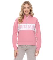 Sudadera corta de corte cuadrado con cuello alto para mujer de Vestino, suéter para diario, talla extragrande 900390 en rosa viejo o azul claro