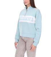 vestino Women's Boxy Cropped Sweatshirt with Stand-Up Collar, Oversized Everyday Sweater 900390 in Antique Pink or Light Blue