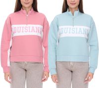 vestino Women's Boxy Cropped Sweatshirt with Stand-Up Collar, Oversized Everyday Sweater 900390 in Antique Pink or Light Blue