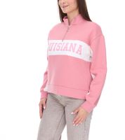 vestino Women's Boxy Cropped Sweatshirt with Stand-Up Collar, Oversized Everyday Sweater 900390 in Antique Pink or Light Blue
