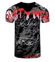 T-shirt homme avec motif strass élaboré, chemise en coton, chemise col rond R-15162, noir/rouge T-shirt homme avec motif strass élaboré, chemise en coton, chemise col rond R-15162, noir/rouge