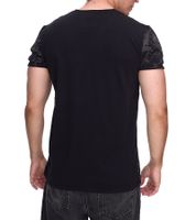T-shirt homme avec motif strass élaboré, chemise en coton, chemise col rond R-15162, noir/rouge T-shirt homme avec motif strass élaboré, chemise en coton, chemise col rond R-15162, noir/rouge