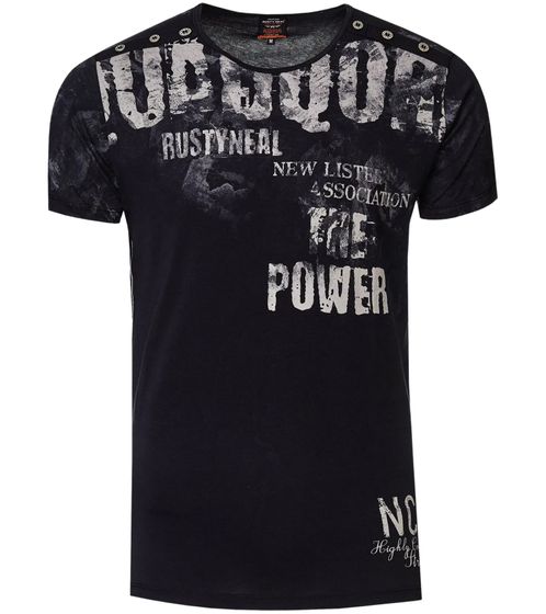 Men's T-Shirt with Stylish Prints on the Front and Back, Cotton T-Shirt, Crew Neck, R-15273, Black/Gray