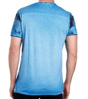 Herren T-Shirt mit plakativem Frontprint Baumwoll-Shirt Rundhals-Shirt R-15045 Petrolblau
