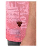 Herren T-Shirt mit Allover-Print im Used-Look Baumwoll-Shirt Rundhals-Shirt R-15295 Coral