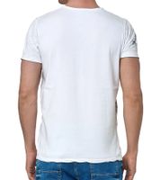 Herren T-Shirt mit seitlichem Print Baumwoll-Shirt Rundhals-Shirt R-15243 Weiß
