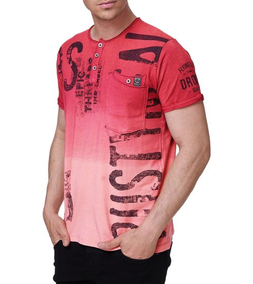 Herren T-Shirt mit Front-Print Baumwoll-Shirt Sommer-Shirt Freizeit-Shirt R-15272 Bordeaux-Rot