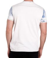 Herren T-Shirt mit großem Front-Print Baumwoll-Shirt Rundhals-Shirt Kurzarm-Shirt R-15045 Weiß/Blau