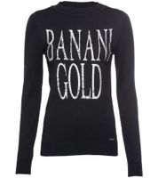 Pull col rond femme Bruno Banani avec grand imprimé sur le devant, maille fine, 67912760, Noir