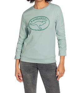 KangaROOS Damen Sweatshirt mit gerafften Ärmeln Baumwoll-Pullover 41267352 Mint-Grün