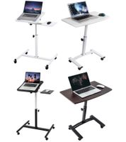 Tatkraft Laptop Table, Height-Adjustable Work Table with 360-Degree Rotating Wheels, Vanessa 40x45cm in Black and White or Salute 60x40cm in Brown and White