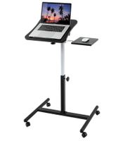Tatkraft Laptop Table, Height-Adjustable Work Table with 360-Degree Rotating Wheels, Vanessa 40x45cm in Black and White or Salute 60x40cm in Brown and White