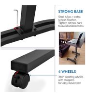 Tatkraft Laptop Table, Height-Adjustable Work Table with 360-Degree Rotating Wheels, Vanessa 40x45cm in Black and White or Salute 60x40cm in Brown and White