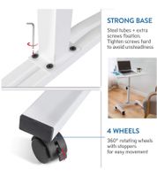 Tatkraft Laptop Table, Height-Adjustable Work Table with 360-Degree Rotating Wheels, Vanessa 40x45cm in Black and White or Salute 60x40cm in Brown and White