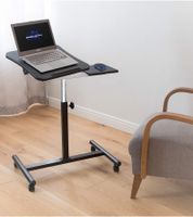 Tatkraft Laptop Table, Height-Adjustable Work Table with 360-Degree Rotating Wheels, Vanessa 40x45cm in Black and White or Salute 60x40cm in Brown and White