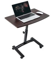 Tatkraft Laptop Table, Height-Adjustable Work Table with 360-Degree Rotating Wheels, Vanessa 40x45cm in Black and White or Salute 60x40cm in Brown and White