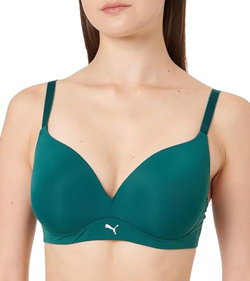 PUMA Soft Bra Women's Sports Bra, Fitted Women's Training Bra 935020 10 Green