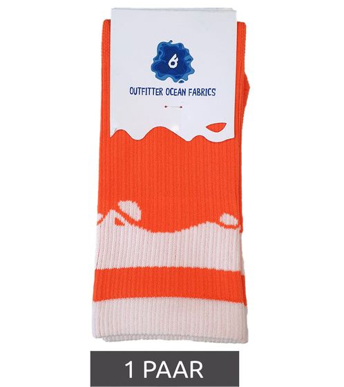 1 Paar Outfitter OCEAN FABRICS Tahi Fußball-Stutzen Knie-Strümpfe für Damen und Herren klassische Sport-Socken OUT-U-3029-OTW-81 Orange