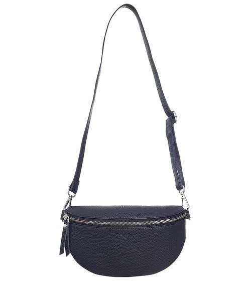 ZWILLINGSHERZ Damen Echtleder Umhängetasche Cross Body Bag mit abnehmbaren Schultergurt Bauchtasche modische Ausgeh-Tasche 1416C Navy