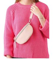 ZWILLINGSHERZ Damen Echtleder Umhängetasche Cross Body Bag Echtleder-Tasche mit abnehmbaren Schultergurt Bauchtasche Ausgeh-Tasche 1416C-12 Rosa ZWILLINGSHERZ Damen Echtleder Umhängetasche Cross Body Bag Echtleder-Tasche mit abnehmbaren Schultergurt Bauchtasche Ausgeh-Tasche 1416C-12 Rosa