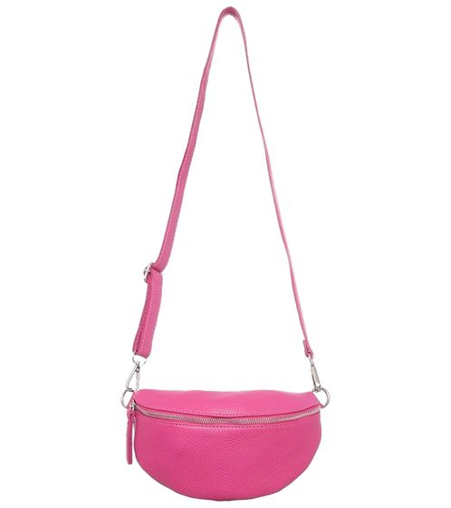 ZWILLINGSHERZ Classy Damen Echtleder Umhängetasche Cross Body Bag mit abnehmbaren Schultergurt Bauchtasche modische Ausgeh-Tasche 1416-16 Pink
