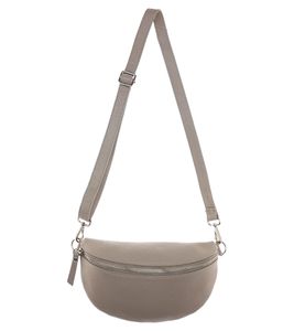 ZWILLINGSHERZ Damen Echtleder Umhängetasche Cross Body Bag mit abnehmbaren Schultergurt Bauchtasche modische Ausgeh-Tasche 1416C Taupe