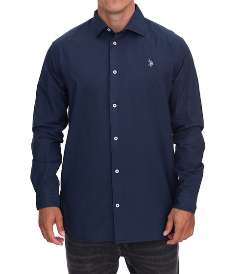 U.S. POLO ASSN. Herren Langarm Hemd Basic-Hemd Baumwoll-Hemd US41 104 052 002696 379 Blau/Weiß