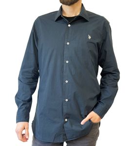U.S. POLO ASSN. Men's Long-Sleeved Shirt, Basic Shirt, Cotton Shirt, US41 104 052 002696 379 Blue/White