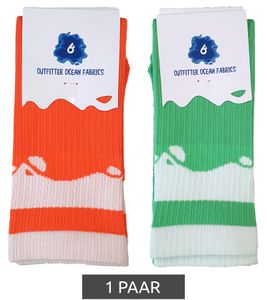 1 pair of Outfitter OCEAN FABRICS Tahi soccer socks, knee-high socks for men and women, classic sports socks OUT-U-3029-OTW in orange or green