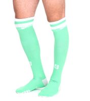 1 Paar Outfitter OCEAN FABRICS Tahi Fußball-Stutzen Knie-Strümpfe für Damen und Herren klassische Sport-Socken OUT-U-3029-OTW in Orange oder Grün