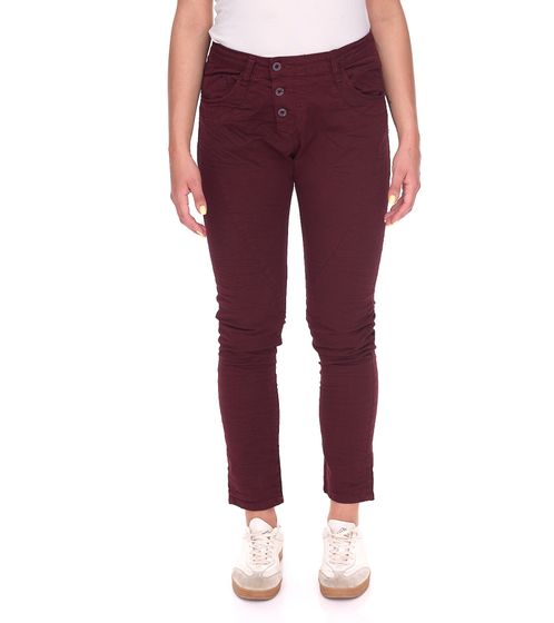 PLEASE Women's Cotton Jeans, Fashionable Denim Pants, Slim Fit, 14360933, Bordeaux Red