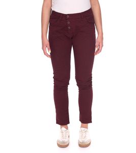 PLEASE Women's Cotton Jeans, Fashionable Denim Pants, Slim Fit, 14360933, Bordeaux Red