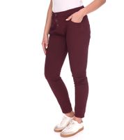 PLEASE Damen Baumwoll-Jeans modische Denim-Hose Slim-Fit 14360933 Bordeaux-Rot