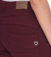 PLEASE Damen Baumwoll-Jeans modische Denim-Hose Slim-Fit 14360933 Bordeaux-Rot