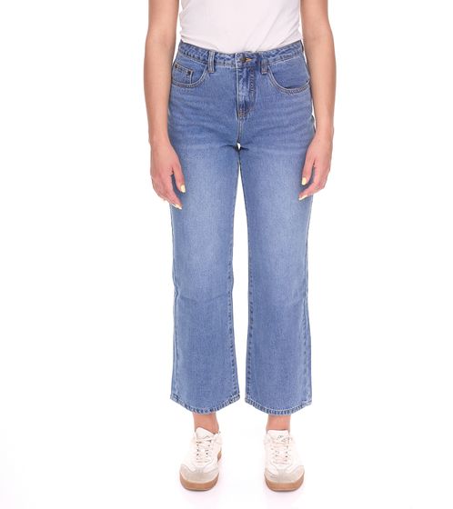 DELMAO Damen Flared-Jeans im 5-Pocket-Style Baumwoll-Hose 53374454 Hell-Blau