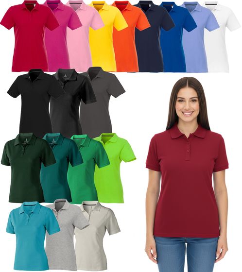 ELEVATE Helios Damen Polo-Shirt Baumwolle Polo-Hemd Pique-Strick 180 g/m² 38107 in Weiß, Rot, Blau, Gelb, Pink, Orange, Grün, Grau, Beige oder Schwarz