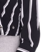 Blusa cruzada de rayas AjC para mujer, blusa ligera de verano, blusa informal con tapeta de botones, 29937205 Negro/Blanco