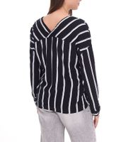 Blusa cruzada de rayas AjC para mujer, blusa ligera de verano, blusa informal con tapeta de botones, 29937205 Negro/Blanco