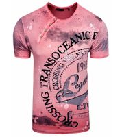 T-shirt homme avec imprimé frappant sur le devant, chemise en coton, chemise col rond R-15045 Rouge T-shirt homme avec imprimé frappant sur le devant, chemise en coton, chemise col rond R-15045 Rouge