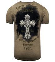 Chemise à manches longues pour homme de style vintage, imprimé Commander, col rond, en coton, R-15046 Kaki Chemise à manches longues pour homme de style vintage, imprimé Commander, col rond, en coton, R-15046 Kaki