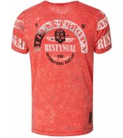 Herren T-Shirt mit plakativem Frontprint Baumwoll-Shirt Rundhals-Shirt R-15292 Rot