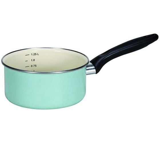 KRÜGER Sylt 1-Piece Saucepan Made of High-Quality Enamel. Dishwasher-Safe for All Stove Types. 16 cm, 1.25 Liters, Mint Green.